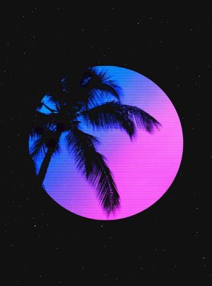 Palm and Moon iPhone Wallpaper